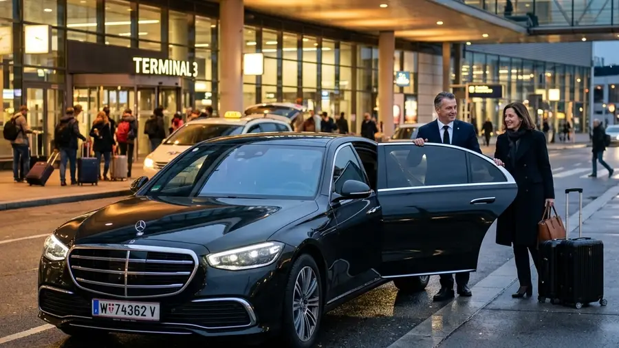 Private chauffeur meet and greet transfer service at Vienna International Airport